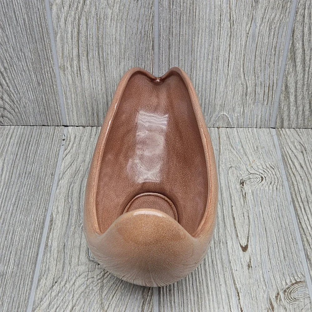 Red Wing USA 1582 Mid Century Modern Asymmetrical Wave Planter Copper Speckle
